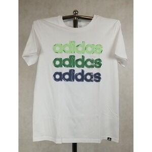 Adidas Boy Shirt Size XL Short Sleeve White Logo T-Shirt Graphic Active Tee NWT
